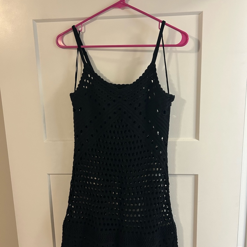 Aerie Black Crochet Swim Coverup